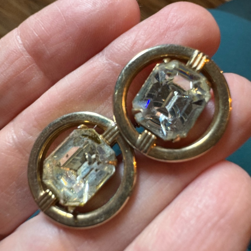 SWANK Gold, Crystal, and Silver Cuff Links